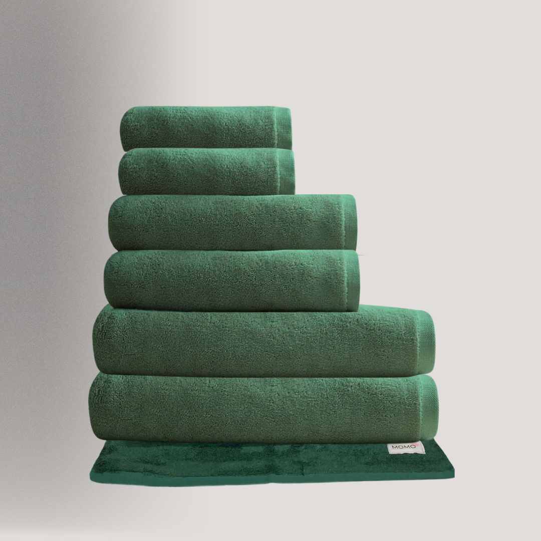 Toalhas de algodão e bambu verdes – luxuosas, sustentáveis e ultra macias para banho da Momo Cotton