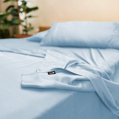 Blue bamboo flat sheet – soft, breathable and sustainable bedding