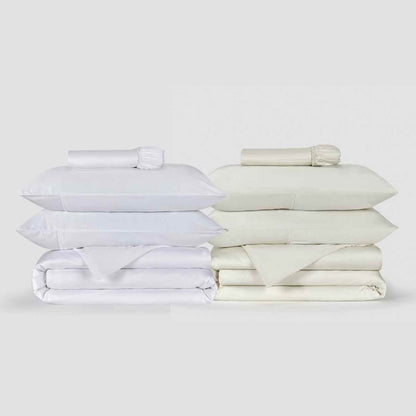 Conjuntos de capa de edredão em bambu nas cores Branco e Branco Pérola
