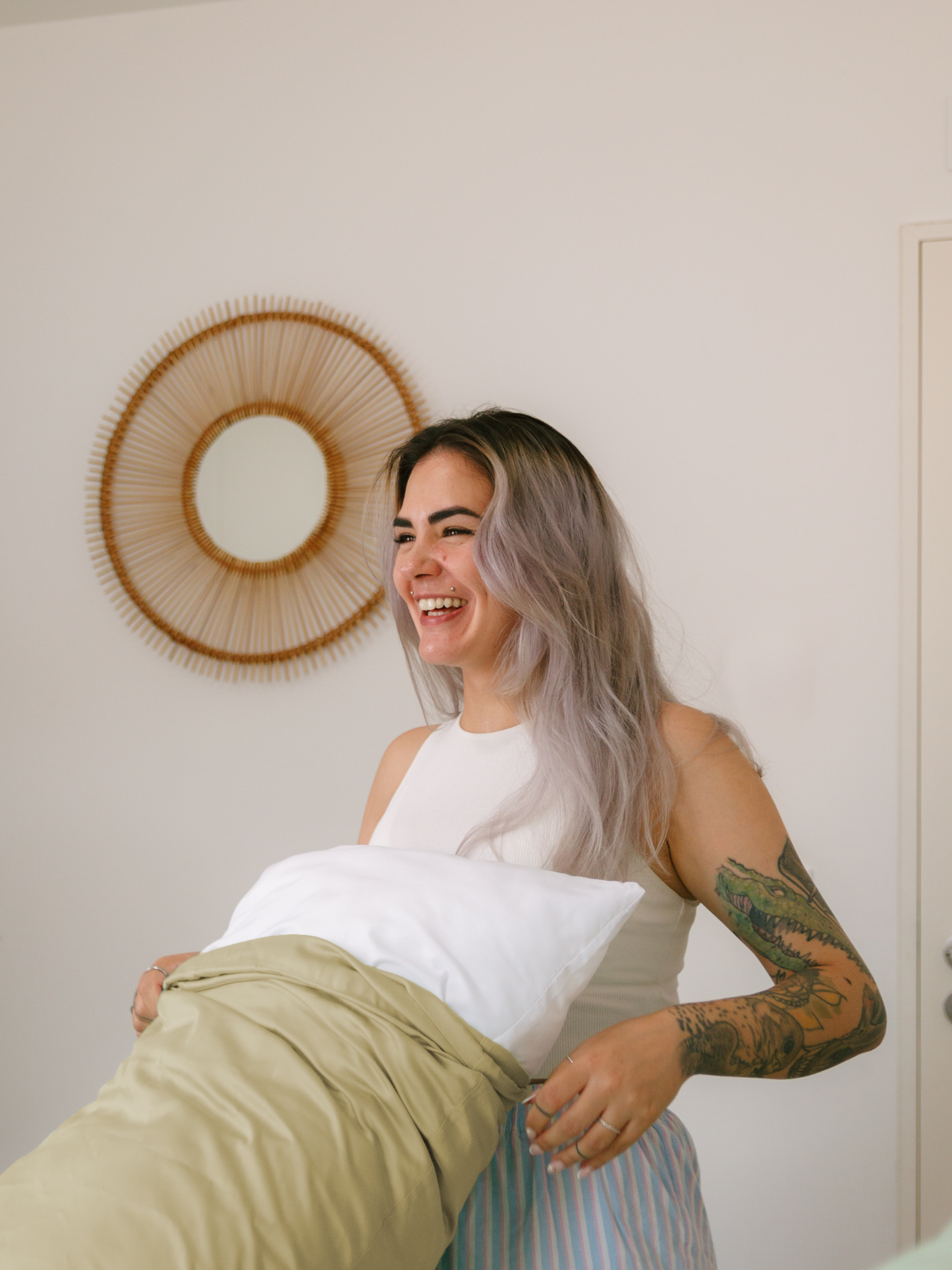 Fronha de bambu bege areia - macia e sustentável